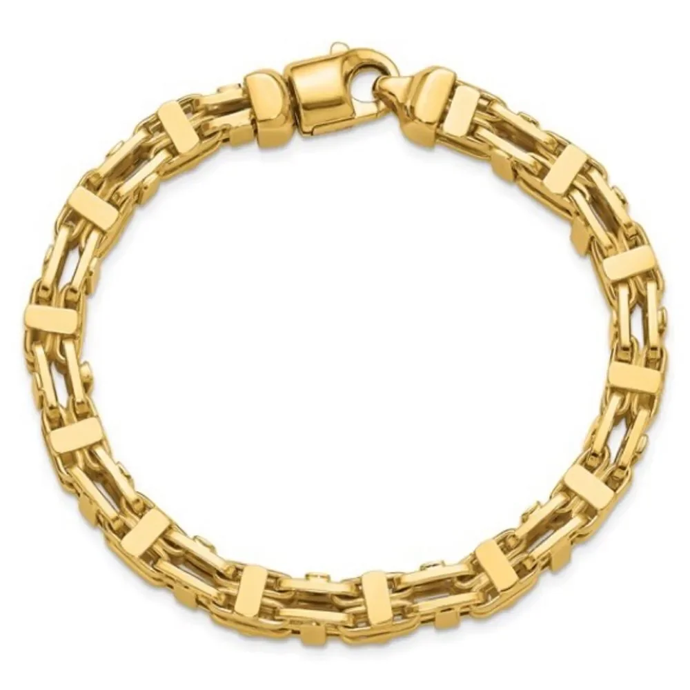 14K Polished Fancy Link Men's Bracelet: A Blend of Luxury and Durability